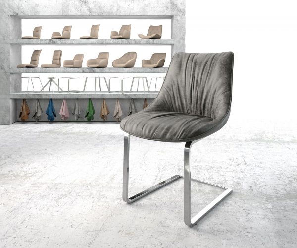 Houpací židle Elda-Flex Grey Antique Cantilever Flat Chrome