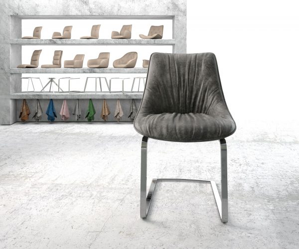 Houpací židle Elda-Flex Grey Antique Cantilever Flat Chrome - Image 2