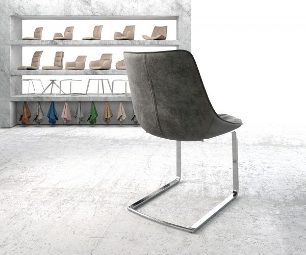 Houpací židle Elda-Flex Grey Antique Cantilever Flat Chrome - Image 3