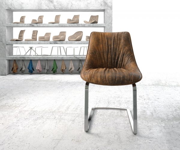 Otočná židle Elda-Flex Brown Antique Cantilever Flat Chrome - Image 2