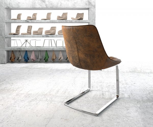 Otočná židle Elda-Flex Brown Antique Cantilever Flat Chrome - Image 3