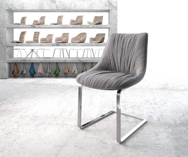 Otočná židle Elda-Flex Textured Fabric Light Grey Cantilever Flat Chrome