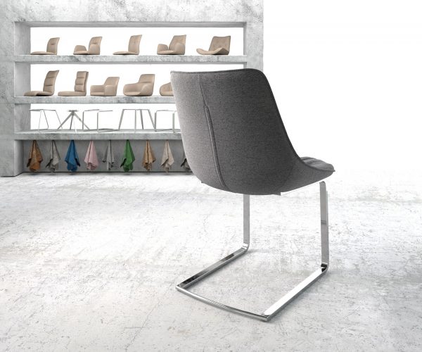 Otočná židle Elda-Flex Textured Fabric Light Grey Cantilever Flat Chrome - Image 3
