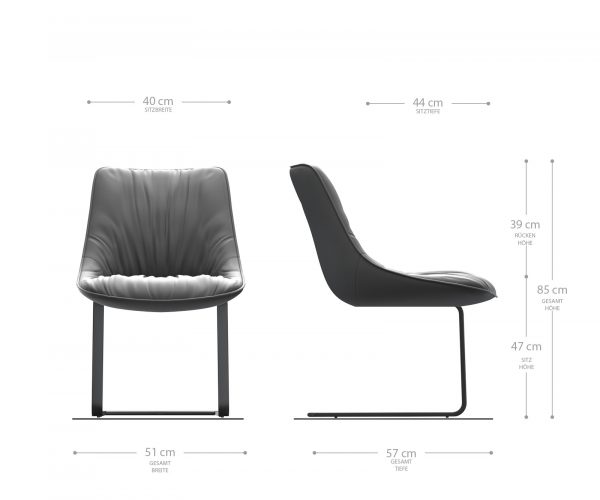 Otočná židle Elda-Flex Textured Fabric Anthracite Cantilever Flat Chrome - Image 5
