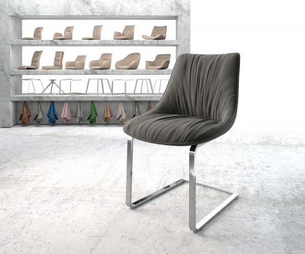 Otočná židle Elda-Flex Textured Fabric Anthracite Cantilever Flat Chrome