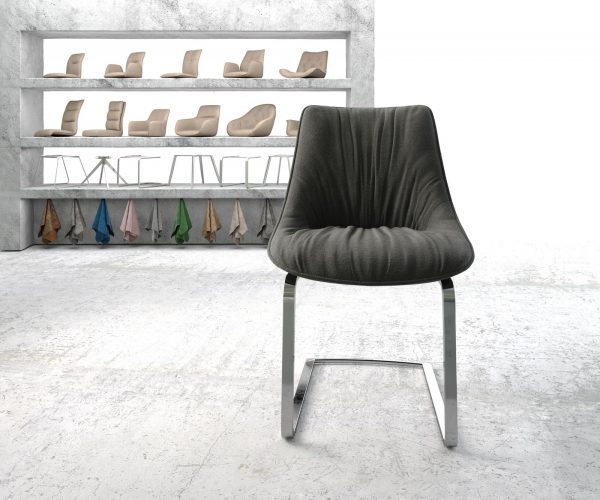 Otočná židle Elda-Flex Textured Fabric Anthracite Cantilever Flat Chrome - Image 2