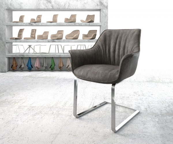 Jídelní židle Keila-Flex s područkami Antracit Vintage Cantilever Flat Chromovaná