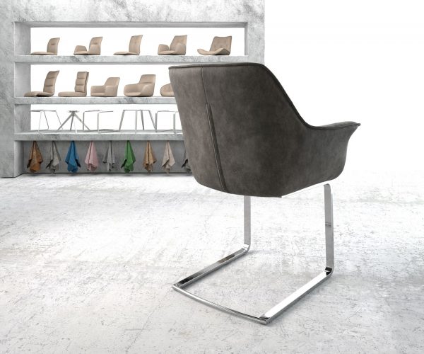 Jídelní židle Keila-Flex s područkami Antracit Vintage Cantilever Flat Chromovaná - Image 3