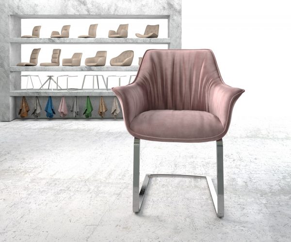Houpací židle Keila-Flex Velvet Rosé Cantilever Flat Chrome - Image 2
