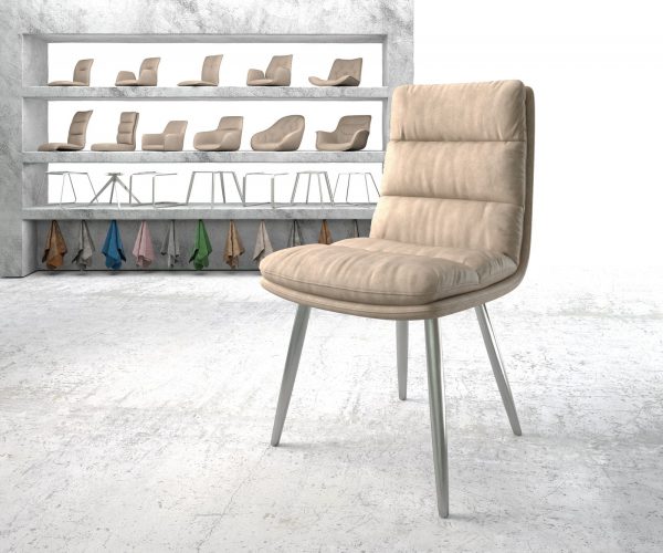Jídelní židle Abelia-Flex Béžová Vintage 4-nohá kuželová z nerezové oceli