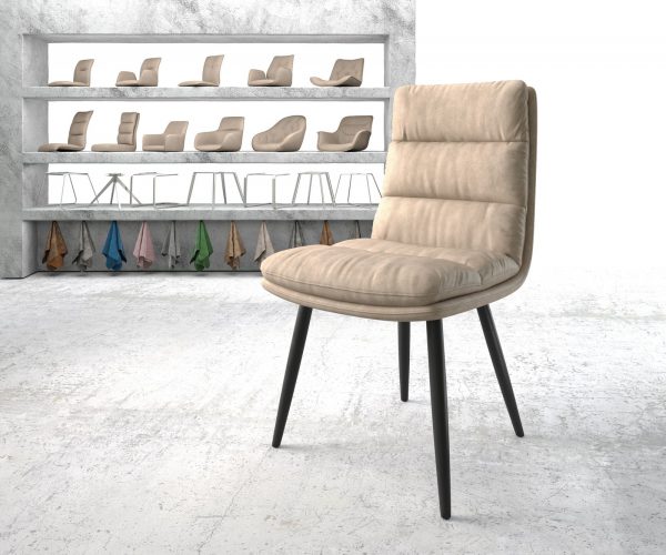 Jídelní židle Abelia-Flex Béžová Vintage 4-nohá kónická Černá