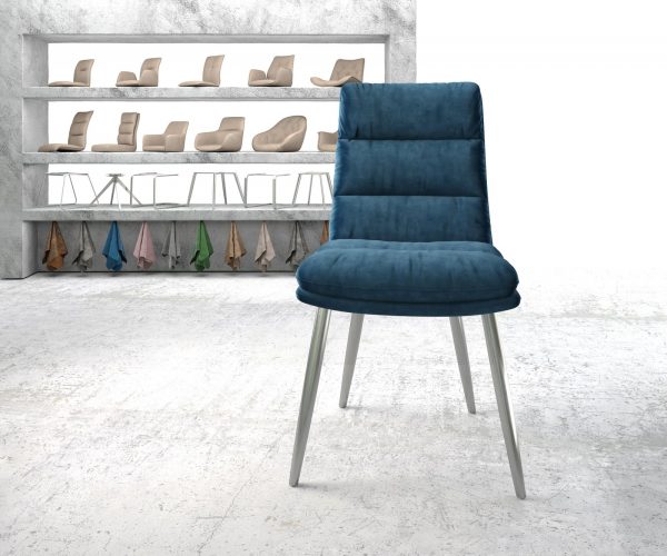Jídelní židle Abelia-Flex Velvet Blue 4-nohá kónická nerezová ocel - Image 2
