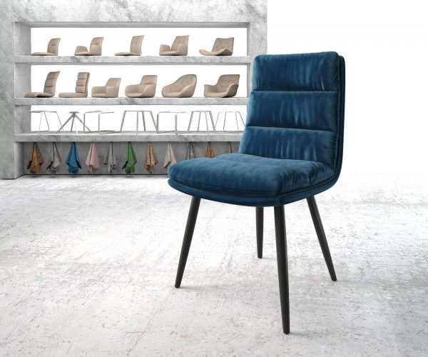 Jídelní židle Abelia-Flex Velvet Blue 4-nohá kónická černá