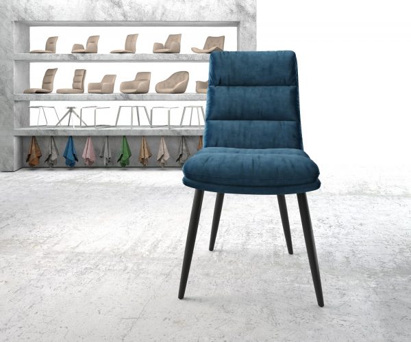 Jídelní židle Abelia-Flex Velvet Blue 4-nohá kónická černá - Image 2