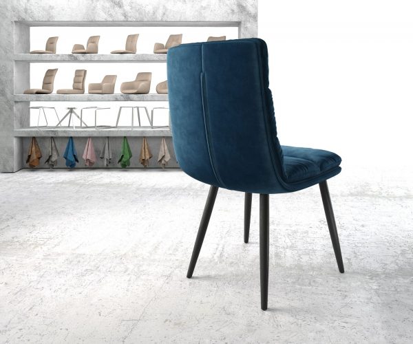 Jídelní židle Abelia-Flex Velvet Blue 4-nohá kónická černá - Image 3