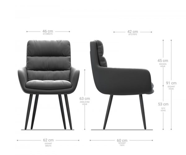 Jídelní židle Abelia-Flex s područkami Hnědá Vintage 4-nohá kónická Černá - Image 5