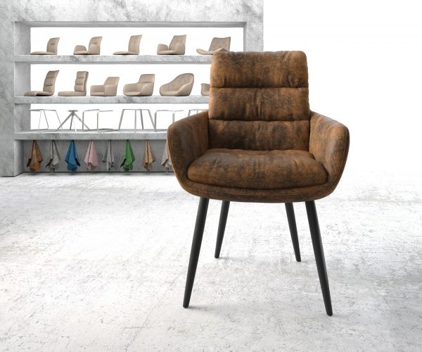 Jídelní židle Abelia-Flex s područkami Hnědá Vintage 4-nohá kónická Černá - Image 2