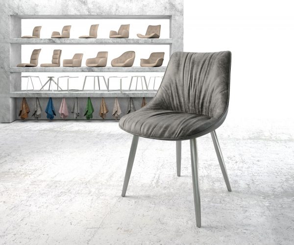 Jídelní židle Elda-Flex Grey Antique 4-nohá kónická nerezová ocel
