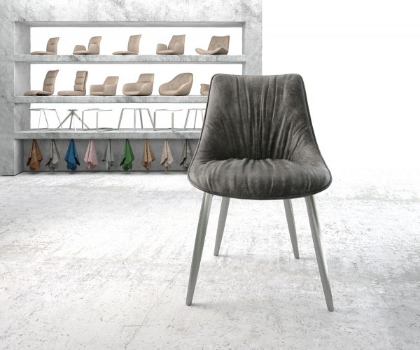 Jídelní židle Elda-Flex Grey Antique 4-nohá kónická nerezová ocel - Image 2
