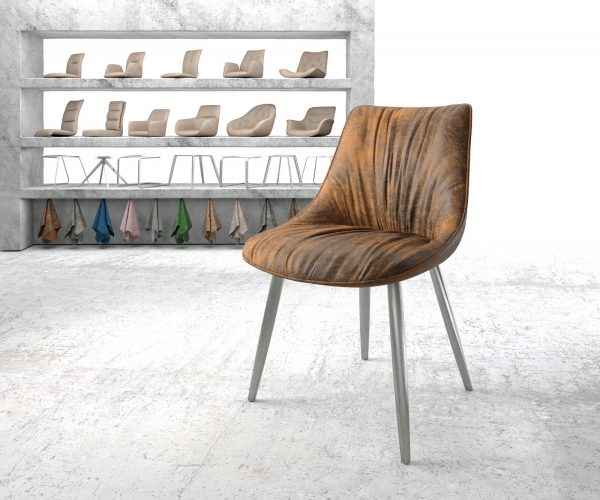 Jídelní židle Elda-Flex Brown Antique 4-nohá kónická nerezová ocel