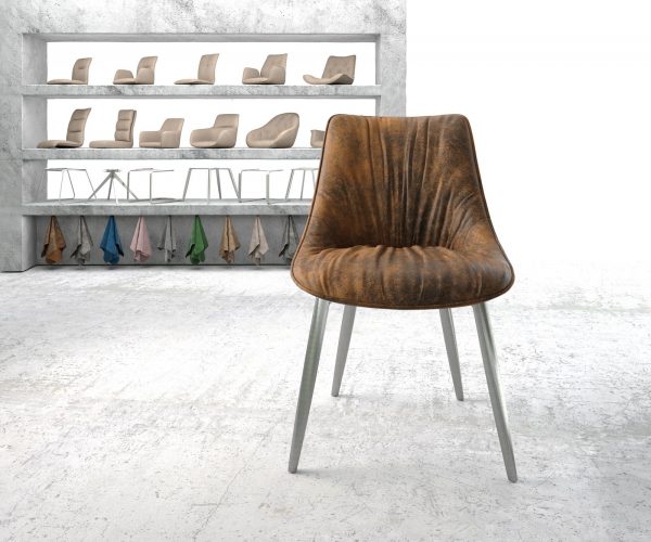 Jídelní židle Elda-Flex Brown Antique 4-nohá kónická nerezová ocel - Image 2