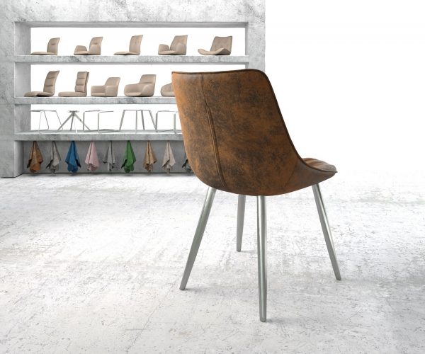 Jídelní židle Elda-Flex Brown Antique 4-nohá kónická nerezová ocel - Image 3