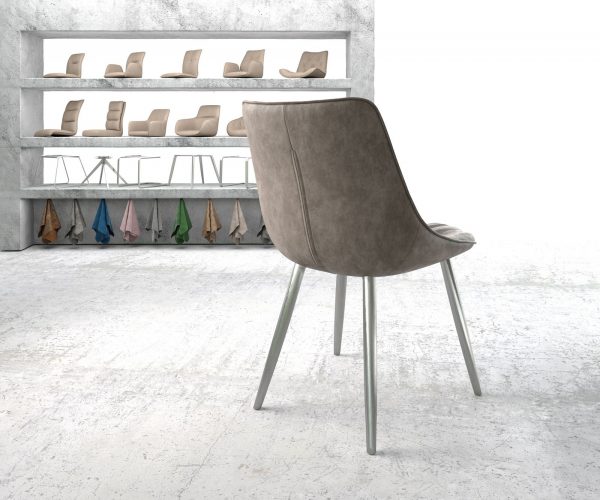 Jídelní židle Elda-Flex taupe vintage zaoblená podnož nerezové oceli - Image 3