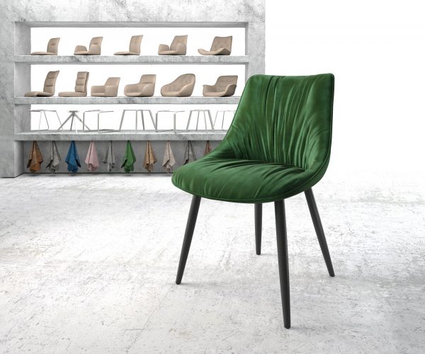 Jídelní židle Elda-Flex Velvet Green 4-nohá kuželová černá
