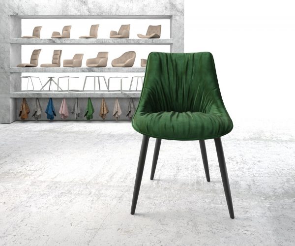 Jídelní židle Elda-Flex Velvet Green 4-nohá kuželová černá - Image 2