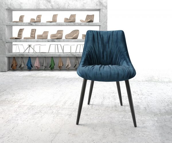 Jídelní židle Elda-Flex Velvet Blue 4-nohá kónická černá - Image 2