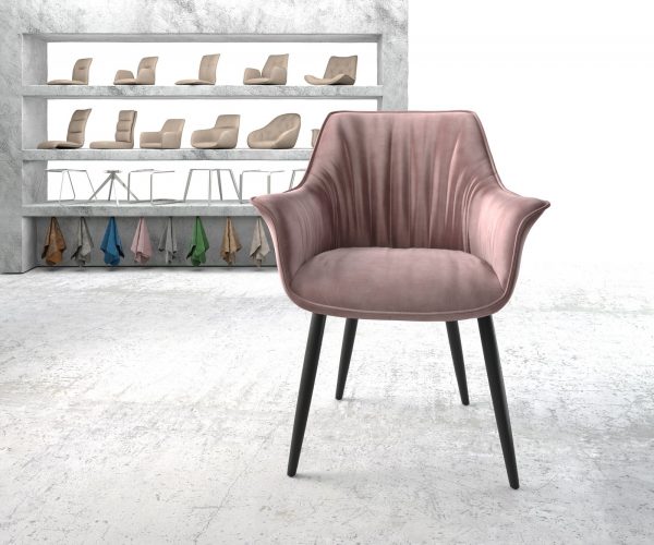 Křeslo Keila-Flex Velvet Rosé 4-nohé kuželové černé - Image 2