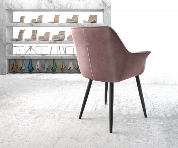 Křeslo Keila-Flex Velvet Rosé 4-nohé kuželové černé - Image 3