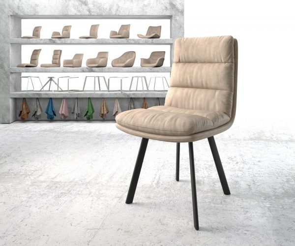Jídelní židle Abelia-Flex Béžová Vintage 4-nohá oválná Černá
