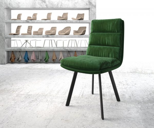 Jídelní židle Abelia-Flex Velvet Green 4-nohá oválná černá