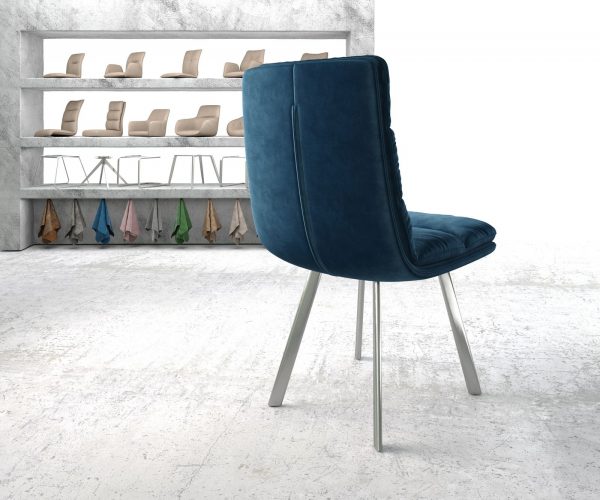 Jídelní židle Abelia-Flex Velvet Blue 4-nohá oválná nerezová ocel - Image 3