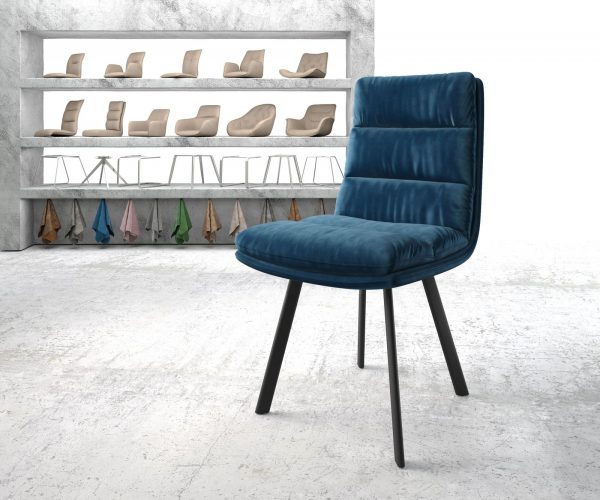 Jídelní židle Abelia-Flex Velvet Blue 4-nohá oválná černá