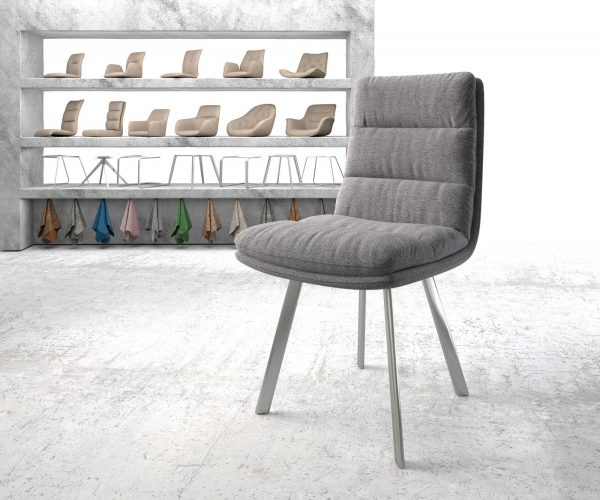Jídelní židle Abelia-Flex Textured Fabric Light Grey 4-nohá oválná nerezová ocel