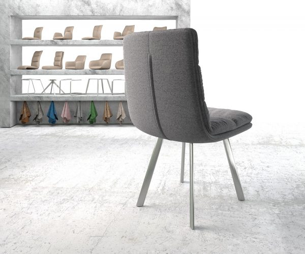 Jídelní židle Abelia-Flex Textured Fabric Light Grey 4-nohá oválná nerezová ocel - Image 3