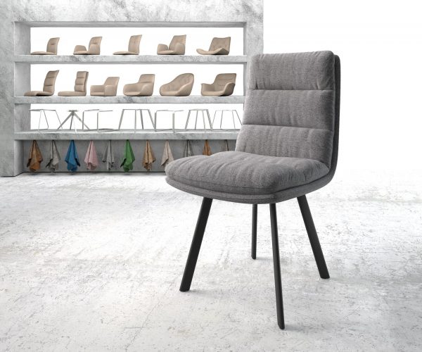 Jídelní židle Abelia-Flex Textured Fabric Light Grey 4-nohý ovál Black