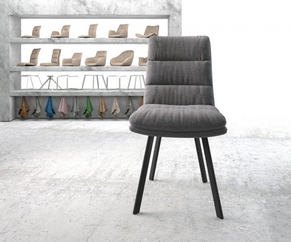 Jídelní židle Abelia-Flex Textured Fabric Light Grey 4-nohý ovál Black - Image 2
