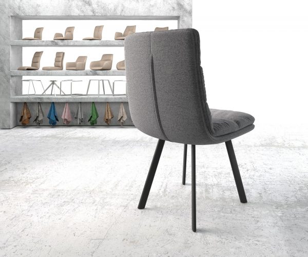 Jídelní židle Abelia-Flex Textured Fabric Light Grey 4-nohý ovál Black - Image 3