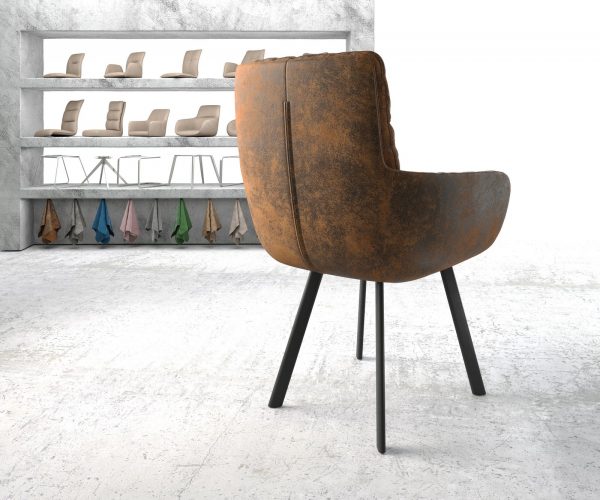 Jídelní židle Abelia-Flex s područkami Hnědá Vintage 4-nohá oválná Černá - Image 3