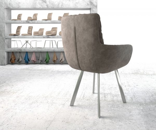 Jídelní židle Abelia-Flex s područkou taupe vintage oválná podnož z nerezové oceli - Image 3