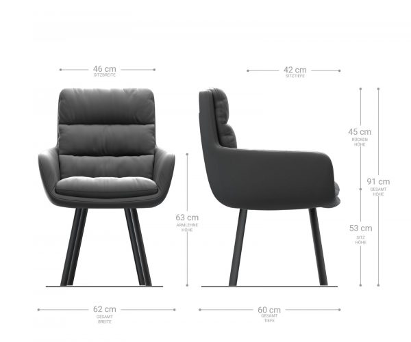 Jídelní židle Abelia-Flex s područkami Taupe Vintage 4-nohá oválná Černá - Image 5