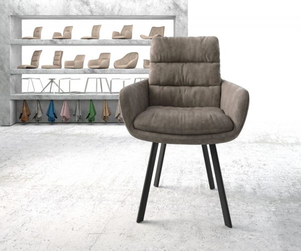Jídelní židle Abelia-Flex s područkami Taupe Vintage 4-nohá oválná Černá - Image 2