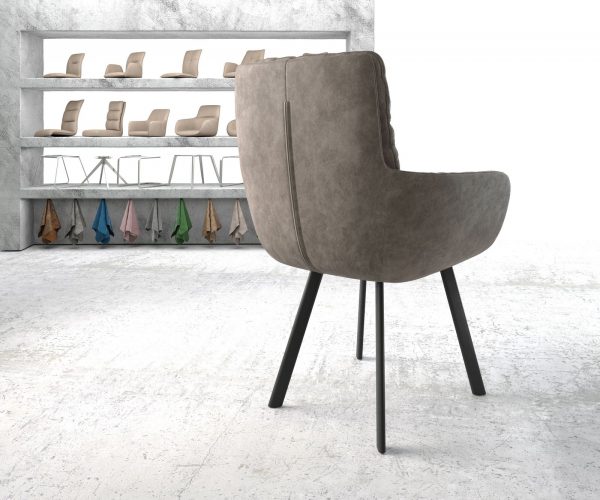 Jídelní židle Abelia-Flex s područkami Taupe Vintage 4-nohá oválná Černá - Image 3