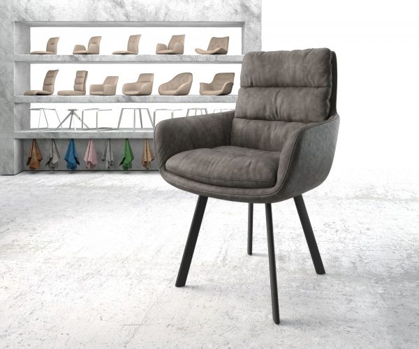 Jídelní židle Abelia-Flex s područkami Anthracite Vintage 4noha oválná Černá
