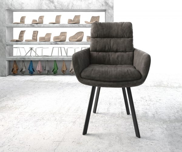 Jídelní židle Abelia-Flex s područkami Anthracite Vintage 4noha oválná Černá - Image 2