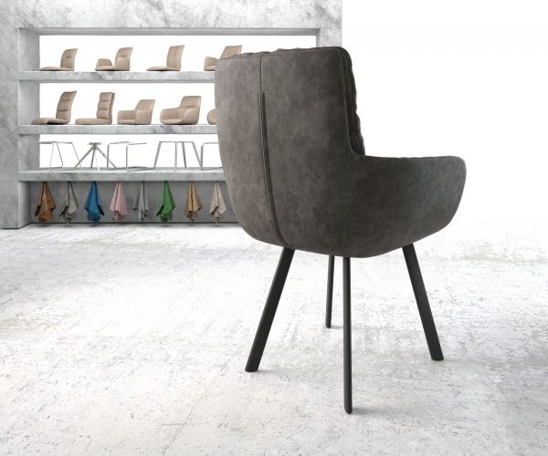 Jídelní židle Abelia-Flex s područkami Anthracite Vintage 4noha oválná Černá - Image 3