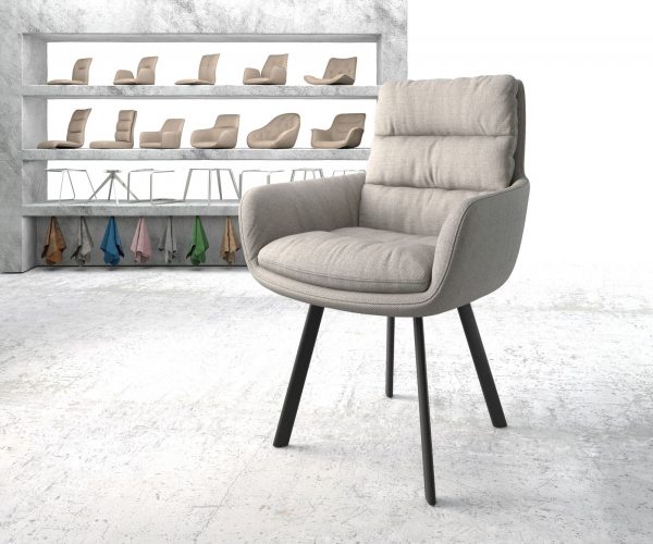 Jídelní židle Abelia-Flex s područkami Stripes Světle Šedá 4-nohá oválná Černá